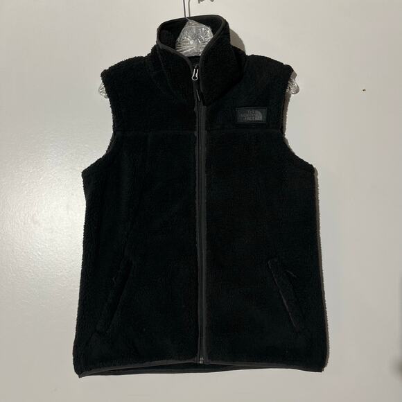 The North Face Black Sherpa Teddy Fleece Vest Outdoor Hiking Full Zip Womans M - Picture 1 of 6